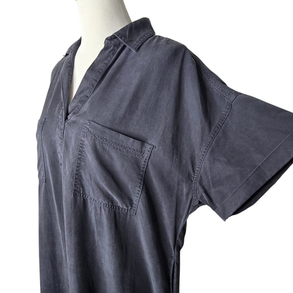 Universal Thread Shirt Dress XL Pockets Charcoal Black Shift Knee Length Lyocell - Picture 3 of 10